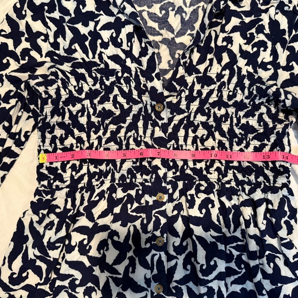 Maeve Navy Blue and White Bird Patterned Blouse Sz Small - Picture 7 of 8
